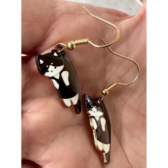 Cat Earrings New Black White Kitty Lover Dangle Hooks Christmas Birthday… - Picture 10 of 12